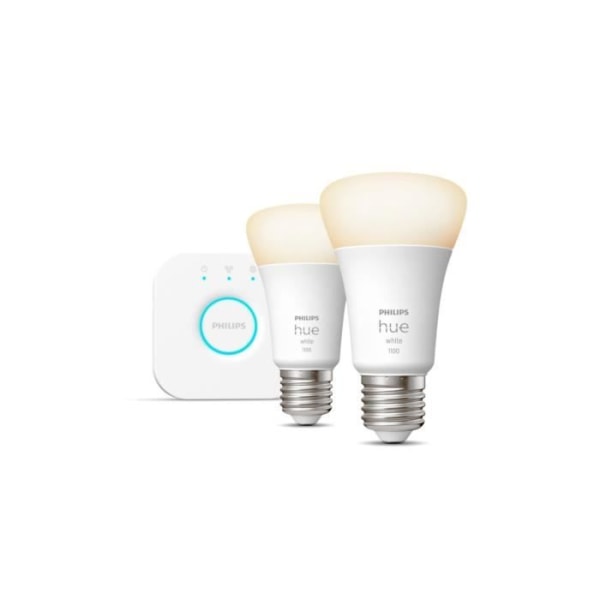 PHILIPS Hue White - Startpaket smart LED-lampa - 9,5W - E27 - Paket med 2