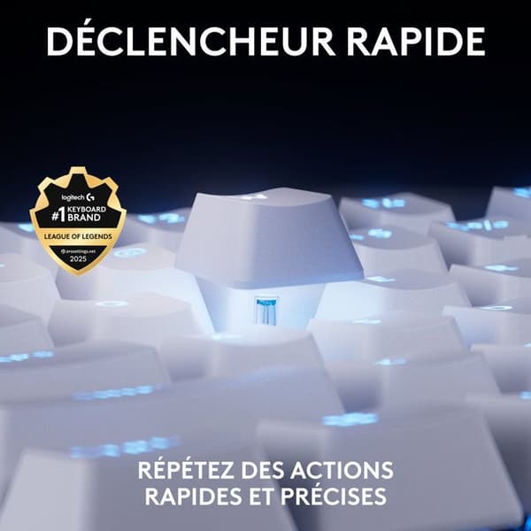 Gamingtangentbord - Trådbundet - Logitech G - Pro X TKL Rapid - AZERTY - Vitt