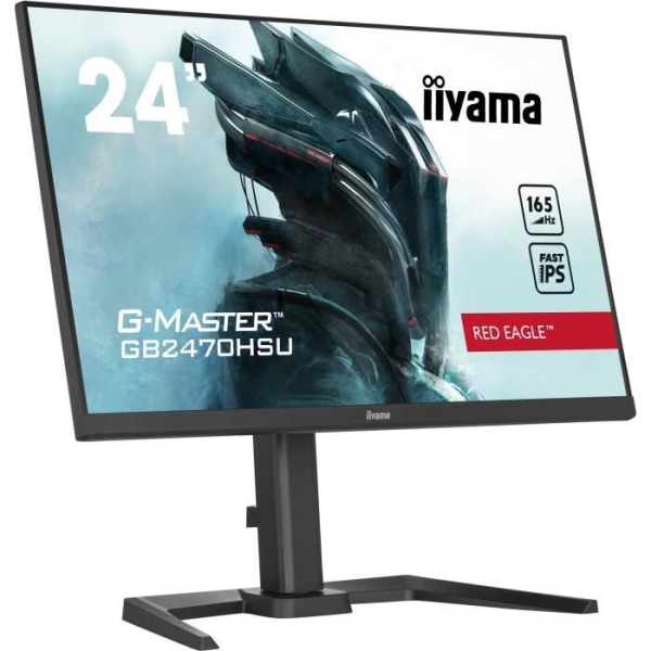 Gamer PC -skärm - IIYAMA G -MASTER RED EAGLE GB2470HSU -B5 - 24 FHD - Snabb IPS -platta - 0,8 ms - 165Hz - HDMI / DP / USB - Freesync