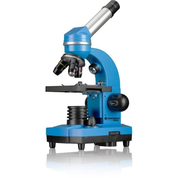 BIOLUX SEL studentmikroskop - BRESSER JUNIOR - 40x-1600x förstoring - experimentsats - blå