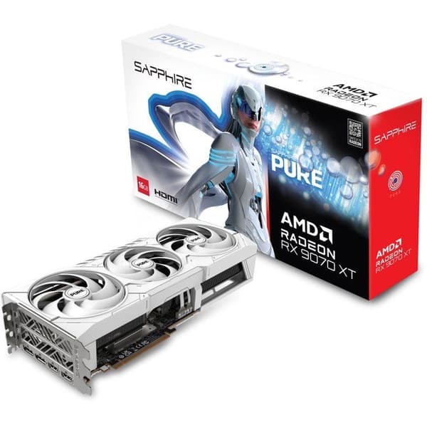 SAPPHIRE - Grafikkort - PURE AMD RADEON RX 9070 XT GAMING OC - 16 GB - Dubbel HDMI / Dubbel DP