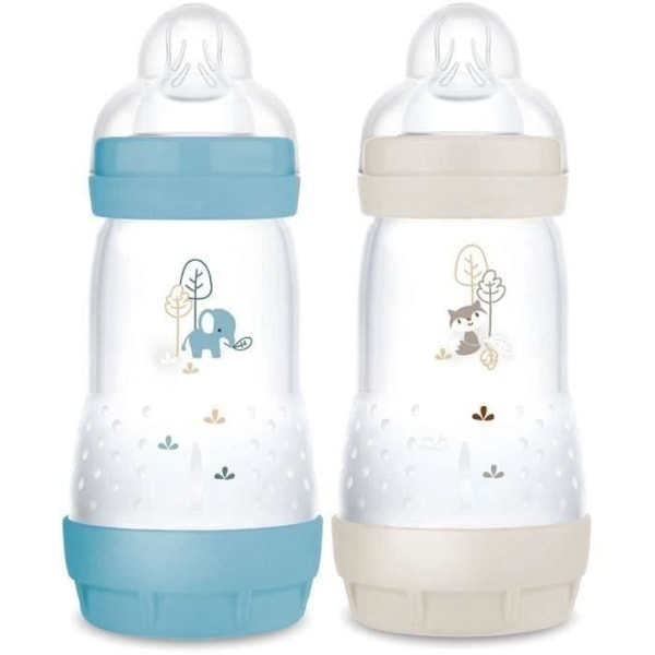 Set med 2 nappflaskor - MAM - Enkel start / Anti-kolik - 260 ml - Flow 2 napp - Ocean + Sand