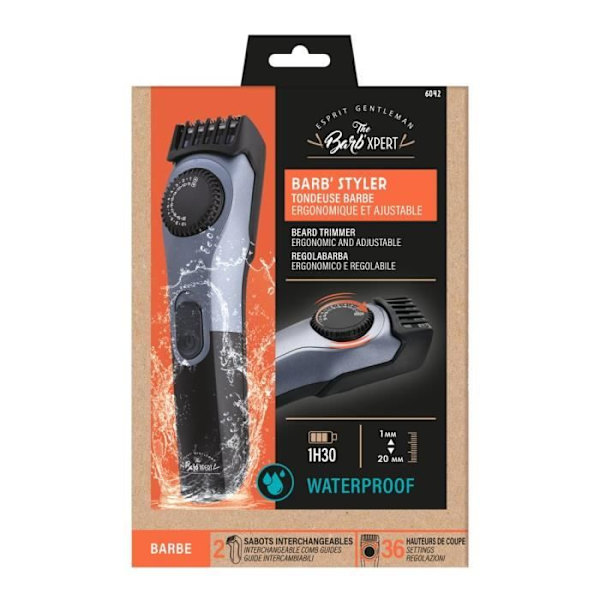 THE BARB' XPERT 6042 batteridriven skäggtrimmer - Litiumbatteri - 19 klipphöjder - Batteritid 1h 30 - LED-indikator