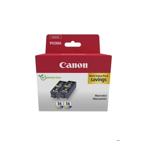 Förpackning med 2 färgbläckpatroner - CANON - CLI-36 CL - Bläckstråle - 12 ml