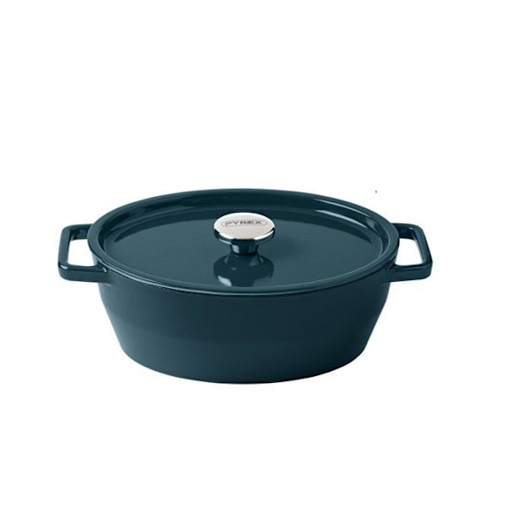 Oval gryta - PYREX - Långkok - 29 cm - Gjutjärn - Djupblå