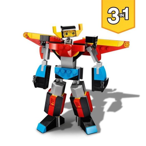 LEGO 31124 Creator 3-i-1 superrobot, förvandlas till drak- och jetplan, kreativ för barn från 7 år och uppåt