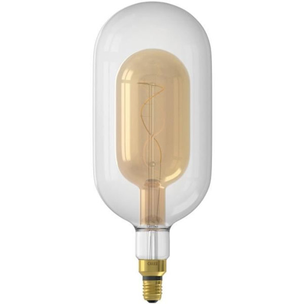 E27 LED-lampa - CALEX - DECO XXL SUNDSVALL - Enkel spiralfilament - 3W - 240 lm - 2200 K - Transparent / Varmt vitt guld