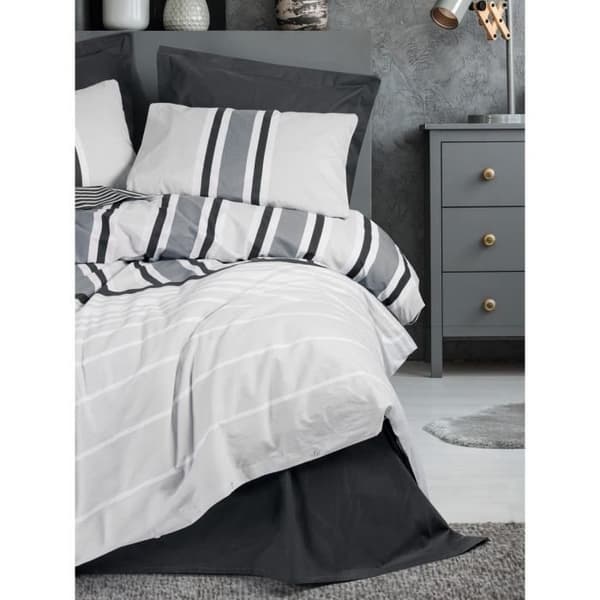 Bäddset - 1 påslakan 220 x 240 cm + 2 örngott 60 x 60 cm - 100% bomull - Antracit