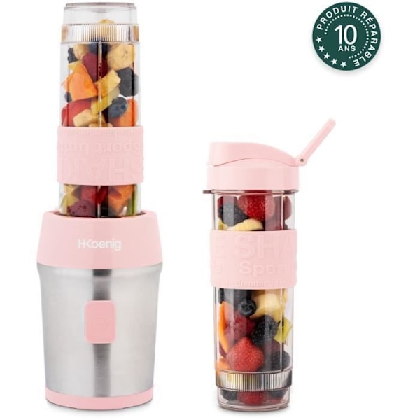 Minimixer - SMOO12 - 300 W - 570 mL - Pastellrosa - 2 vattenflaskor ingår