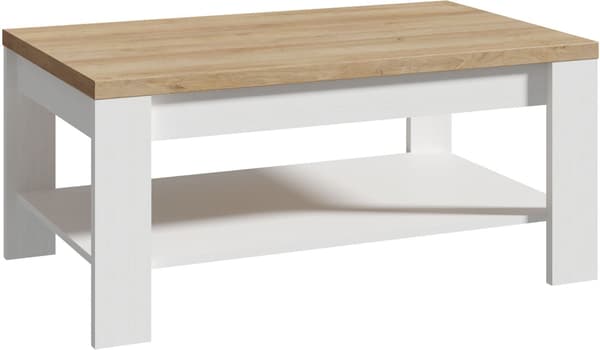 BOHOL Rektangulärt soffbord  Vit & Beige Ek  Dubbel skiva  B 100 × D 60 × H 45,7 cm