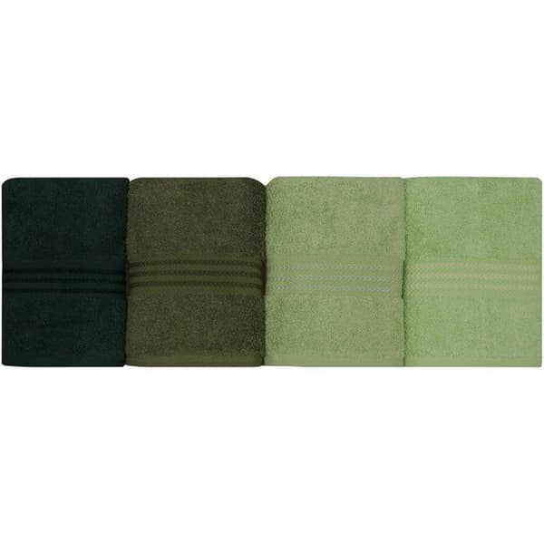 Set med 4 handdukar - 50 x 90 cm - Grön