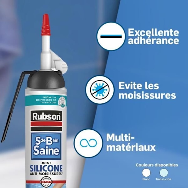 Sanitetsfogmassa - RUBSON - 2683038 - Fogar - Enkelt - Hälsosamt badrum - Fogar - Vit - 200ml
