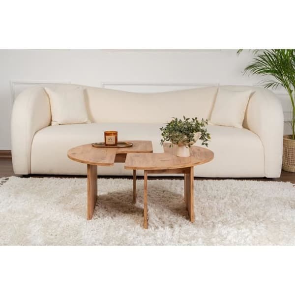 Soffbord - MOIRA - Runt - Atlantic Pine - 90 x 90 x 41 cm