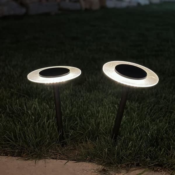 Set med 2 solfyrar att sticka - LUMISKY - UFO - H35 cm - Varmvit LED
