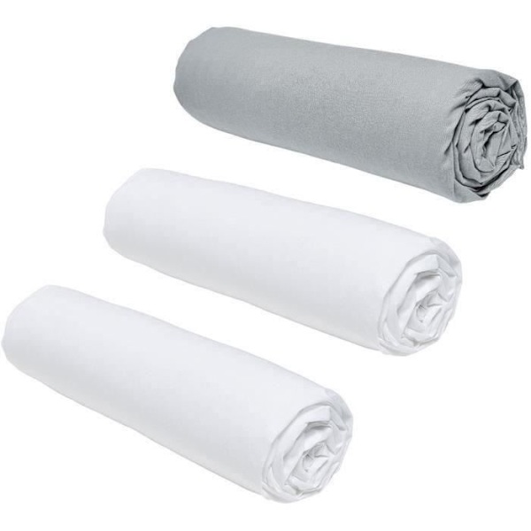 Uppsättning av 3 Teday Essential Curses - 160 x 200 cm - 2 personer - 100% bomull - krita/ stål