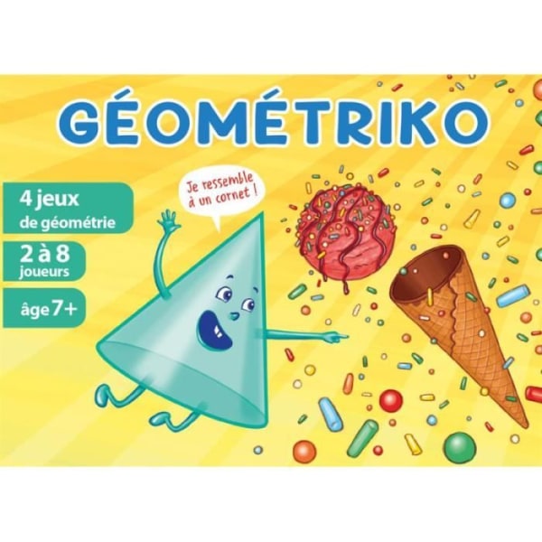 Géométriko - Asmodee - 4 geometrispel - Frågesport, rummy, 7 familjer eller hängd man - 7 åringar