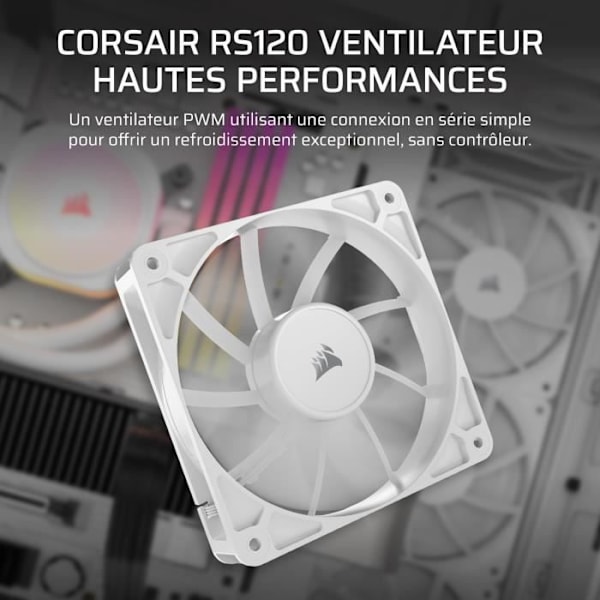 120mm PWM fläkt - CORSAIR - RS120 - Vit