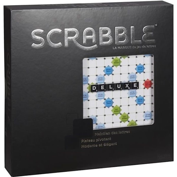SCRABBLE - Scrabble Deluxe - Brädspel - Scrabble svart & silver med vridbart bräde och hack