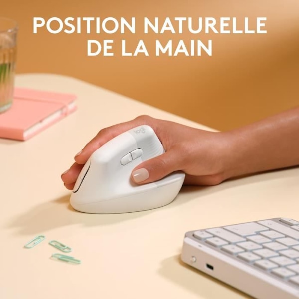 Logitech - Lyftmus för Mac - trådlös ergonomisk - vit