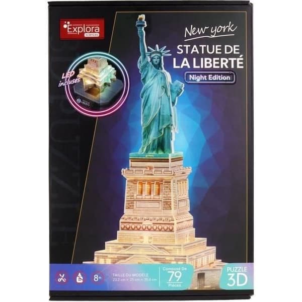 3D Light-Up Pussel - Frihetsgudinnan - Byggsats - EXPLORA - 79 bitar - Ålder 8+