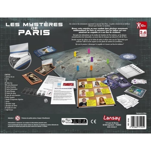 Brädspel - LANSAY - 75145 - Les Mysteres De Paris 10+