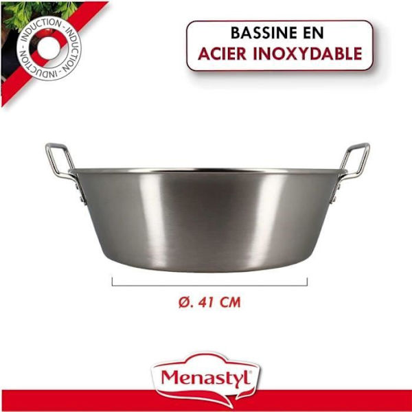 Syltpanna - MENASTYL - 4615452 - Rostfritt stål - 40,5 cm - 17 liter