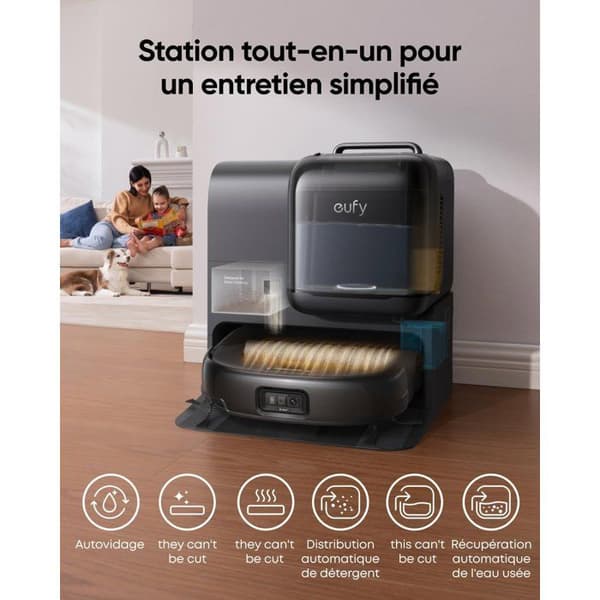 Robotdammsugare och mopp - EUFY Omni E28 - 20 000 Pa - Svart