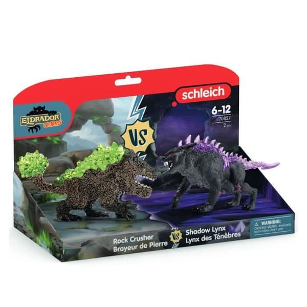 Figures Duo Lynx of Darkness vs Stone Crusher, SCHLEICH 70827 Eldrador Creatures, 6 år