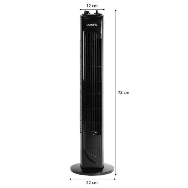 Oceanic Column Fan - 45W - Höjd 78 cm - 3 hastigheter - Oscillating - Timer - Svart