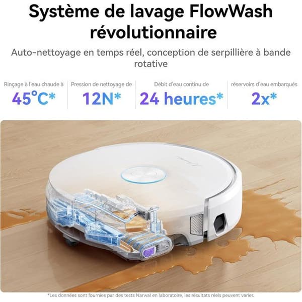 NARWAL FLOW robotdammsugare & mattvätt med varmvatten 45°C, 22 000 Pa, LiDAR-navigation Grå one size