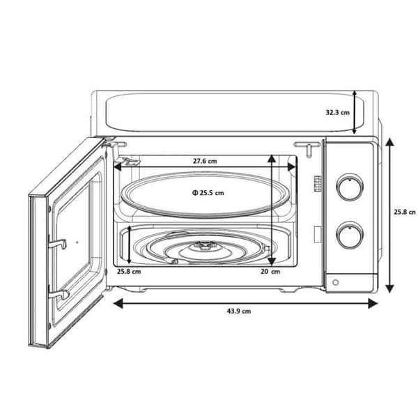 Mikrovågsugn - OCEANIC - OCEAMO20W12 - 20L - vit - Enkelfunktion