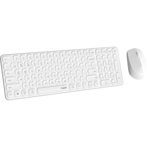 Tangentbord-mus-set - RAPOO - 9310M - Trådlös - Multiläge - Ultratunn - Vit