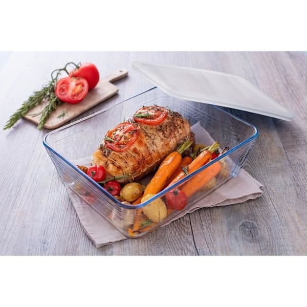 PYREX - 243P000 / 7046 - Rektangulär maträtt med lock - 25cm * 19 cm - Pyrex Cook & Freeze