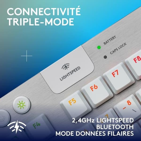 Speltangentbord - trådlöst - Logitech G - G915 TKL X - Touch switch - AZERTY - Vit