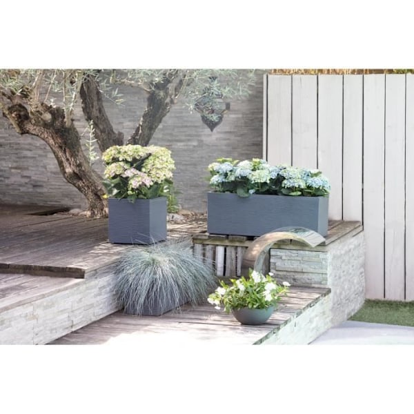 EDA PLASTIQUE Graphit Up Fyrkantig blomlåda - 21 L - 29.5 x 29.5 x 29.5 cm - Antracitgrå