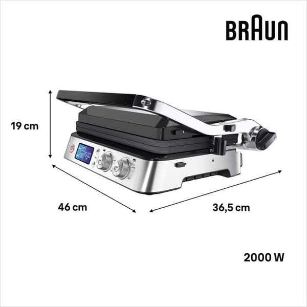 Multifunktionsgrill - BRAUN - Multigrill 9 - 2000 W - 3 värmelägen - Svart / Stål