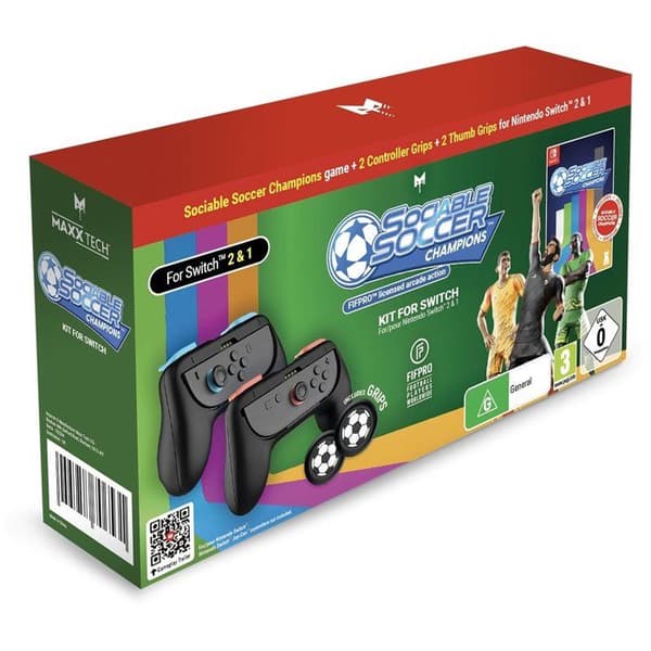 Sociable Soccer Champions Kit för Switch 1 & 2 + Bollgrepp - Nintendo Switch-spel