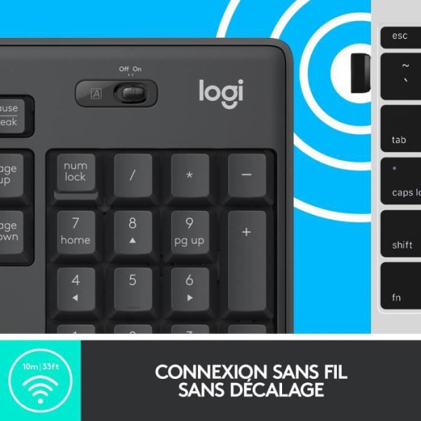 LOGITECH - Tangentbordskombination - Trådlös mus och tyst - MK295