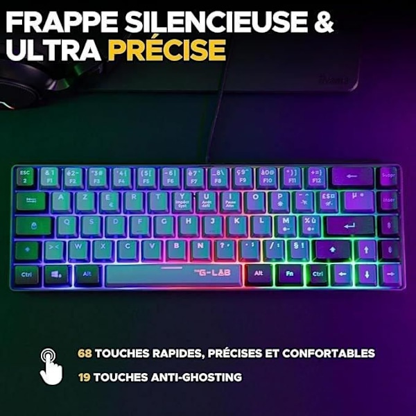 2 i 1 Gamer Pack - THE G-LAB - COMBO HYDRO - Kabelansluten mus - Kabelanslutet tangentbord - Grå/svart - RGB