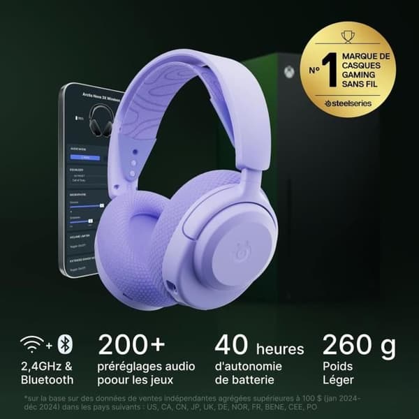 Trådlöst spelheadset - STEELSERIES - Arctis Nova 3XW - 40 timmars batteritid - 2,4 GHz-anslutning - Bluetooth