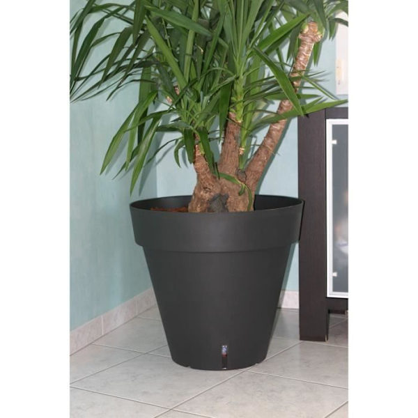 RIVIERA LOFT rund blomsterlåda - Plast - Diameter 30 cm - Grå