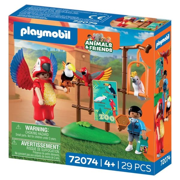 Playmobil 72074 Zoo: Färgglad papegojamaskot och barn