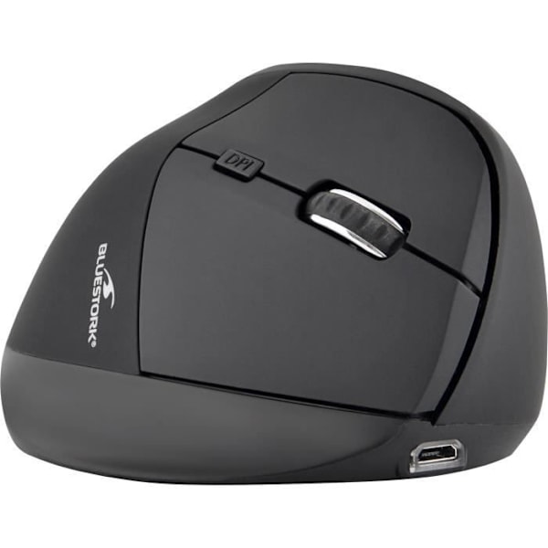 Ergonomisk mus - Trådlös - Bluestork - Optisk - 1200 dpi - 6 knappar - PC / MAC Svart, Grå