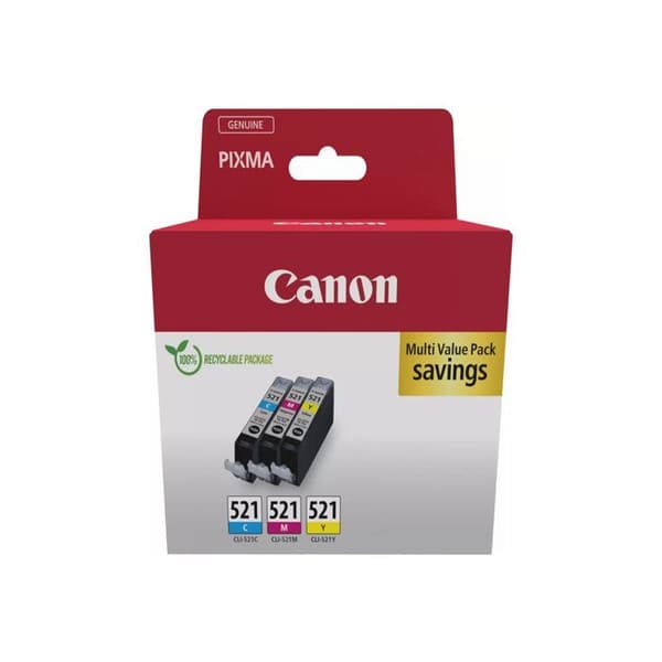 Flerpack bläckpatroner - CANON - CLI-521 Cyan/Magenta/Gul