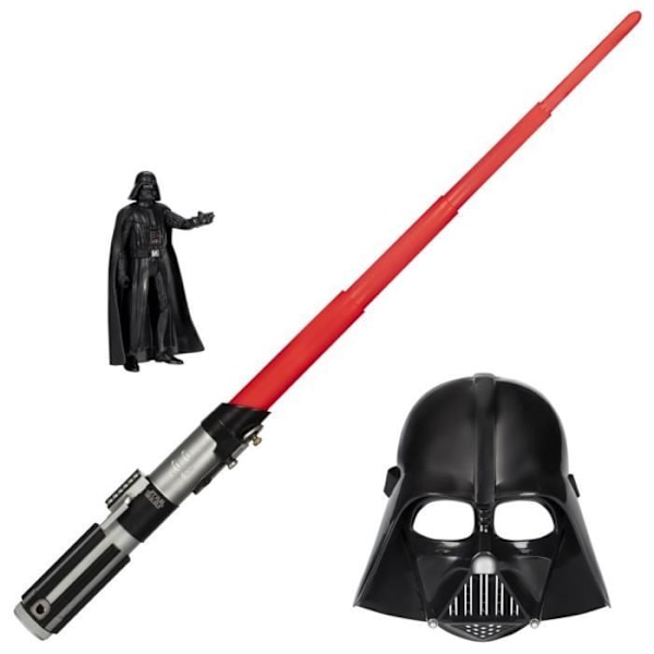 Darth Vader Dark Side Pack, röd ljussabel, Darth Vader-mask och 15 cm statyett, tillbehör, 4-åringar, Star Wars