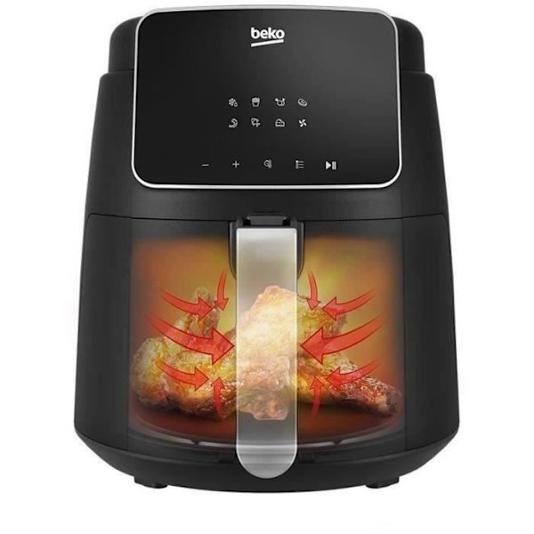 Multifunktion oljefri fritös - BEKO - FRL2244B - 1500 W - 3,9 L för 0,8 kg pommes frites - 8 program - Pekskärm - Svart