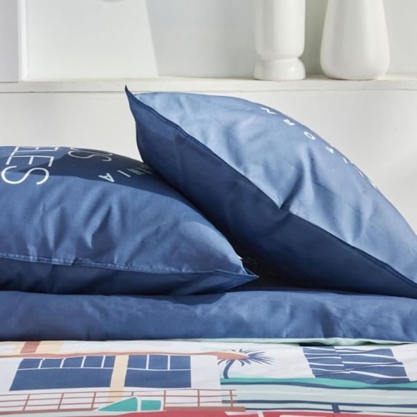 Sängkläder - IDAG - JAVA - 2 personer - 240x220 cm - Bomull - Los Angeles-tryck - Blå