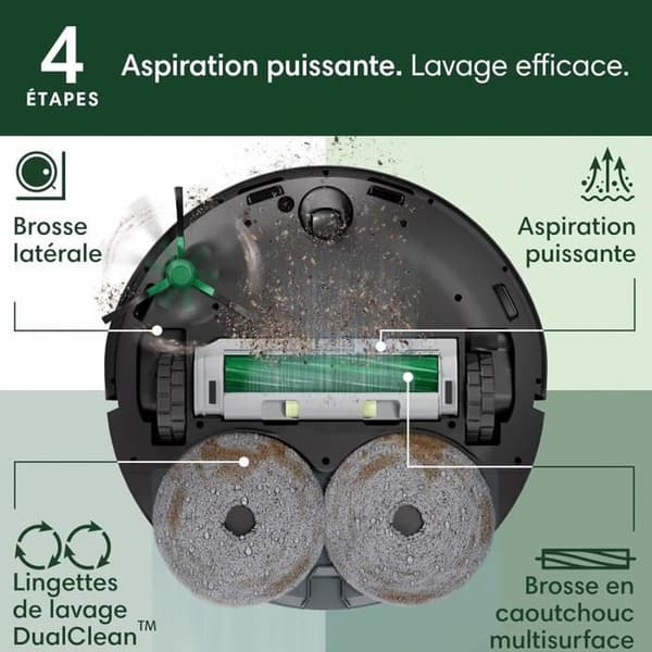 iRobot Roomba Plus 405 Combo robotdammsugare & matt-/golvtvätt i svart med AutoWash bas Svart