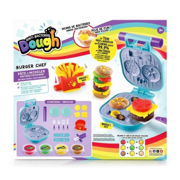 Canal Toys - Burger Kit Modeling Paste Antibacterial - Eliminerar upp till 99,9% av bakterier på händerna - 2 år - SND006