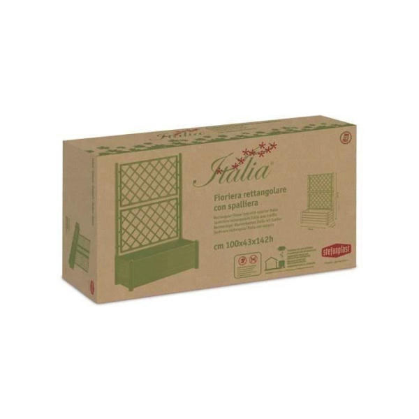 STEFANPLAST - Blomlåda Italia - rektangulär med mesh stengrå